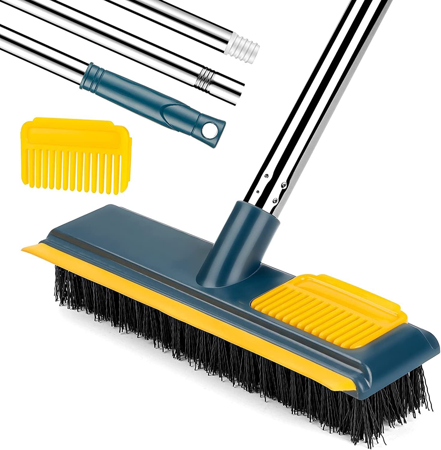 2-in-1 Floor & Tile Scrub Brush with Comb for Bathroom & Kitchen