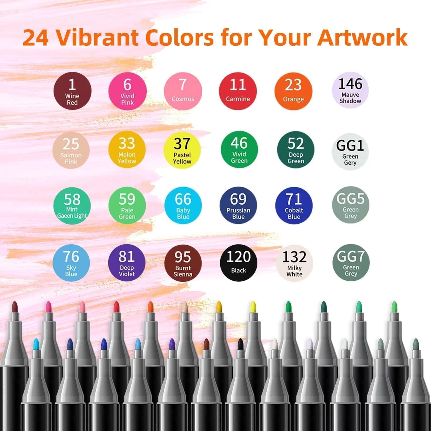 24 Pcs Color Markers Pen Set for Drawing and Sketching