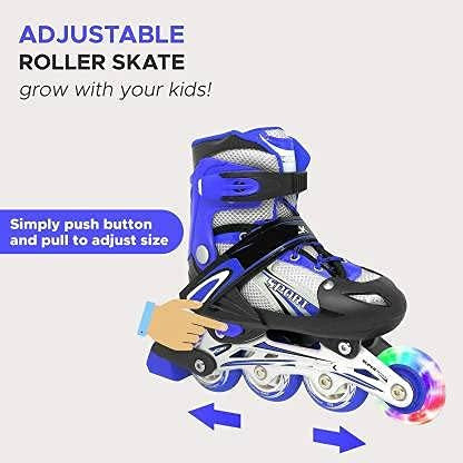 Blue LED Light-Up Inline Skates for Kids and Adults
