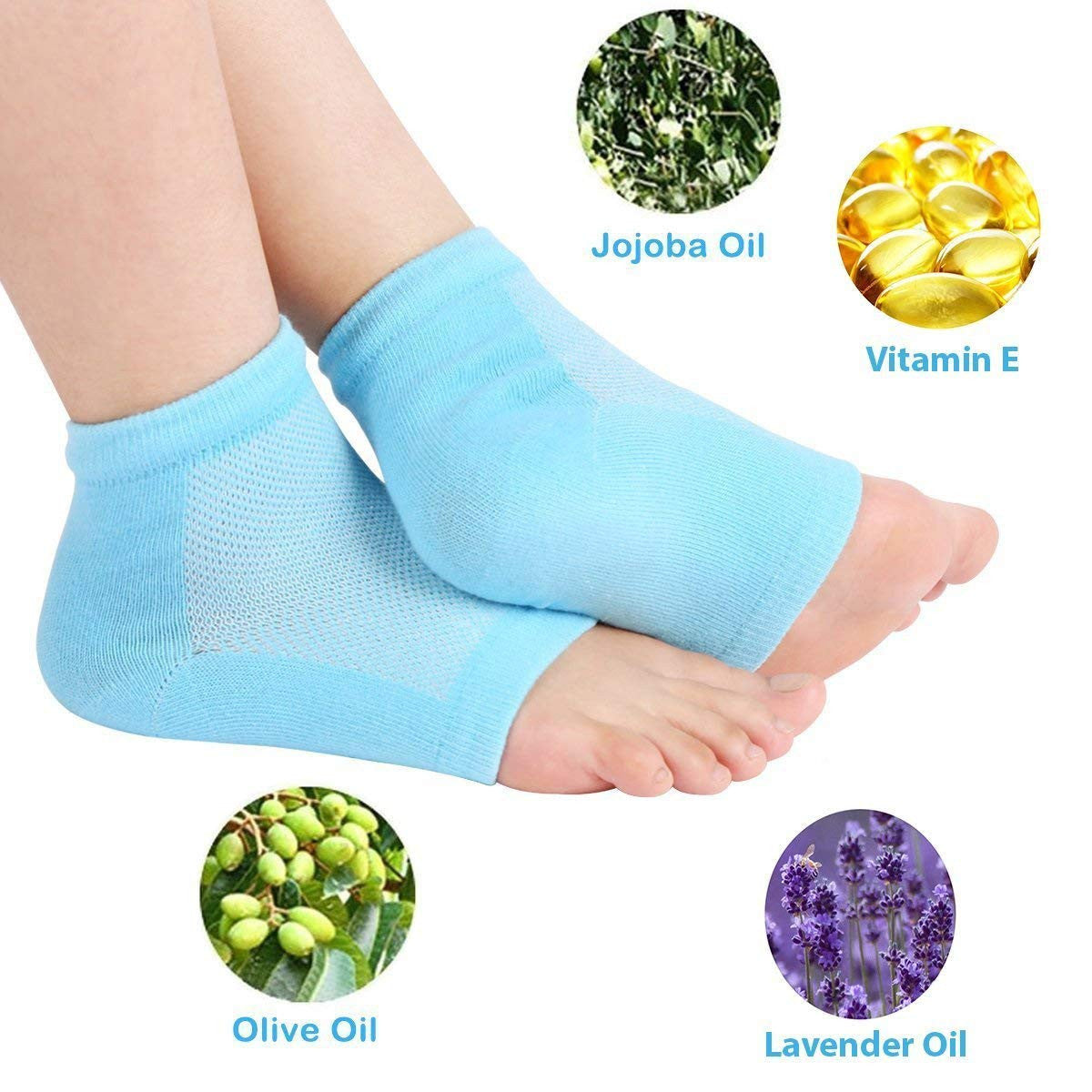 Gel Blue Heel Socks for Cracked Heel & Pain Relief - Men & Women