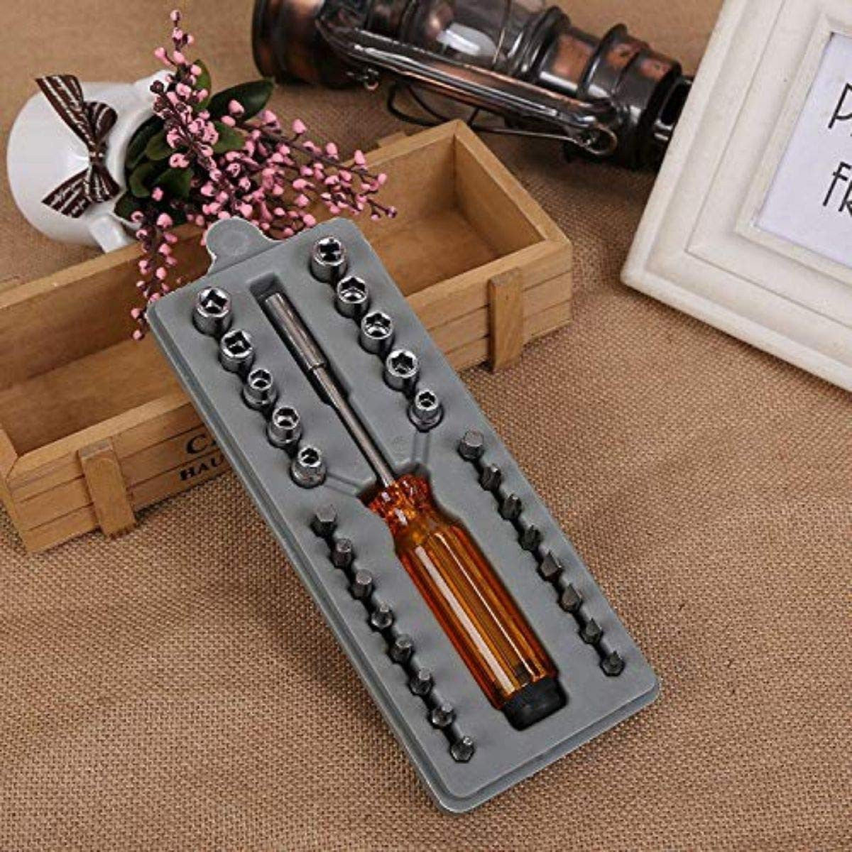 28-Piece High-Strength Screwdriver and Bit Set with Plastic Case