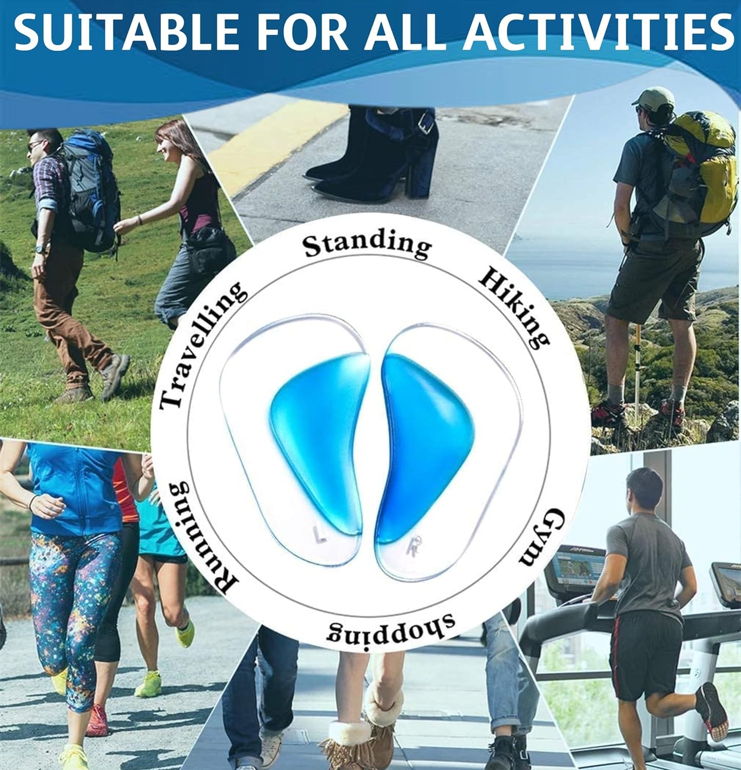 Gel Arch Support Insoles for Flat Feet & Plantar Fasciitis Relief