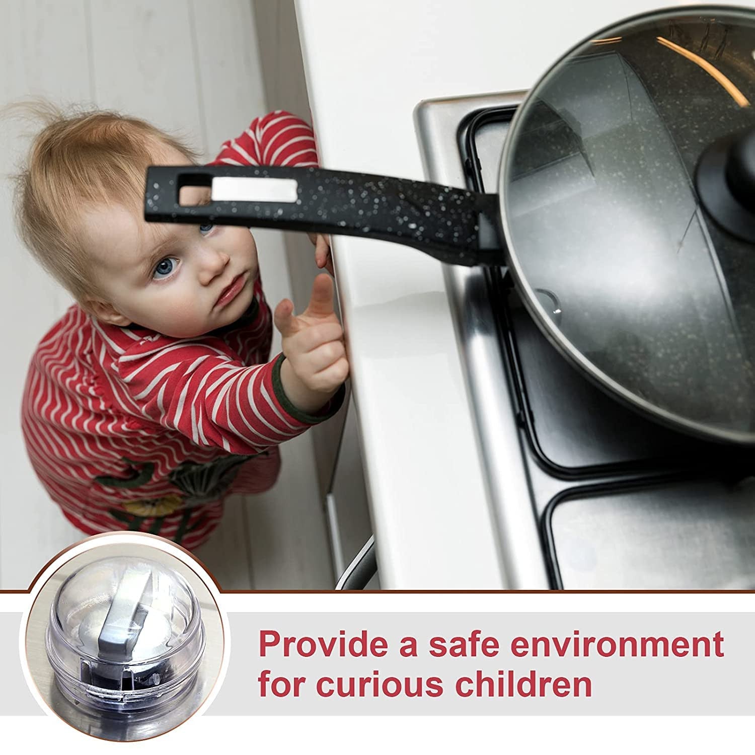 Child Safety Gas Stove Knob Covers - Transparent Pack of 2