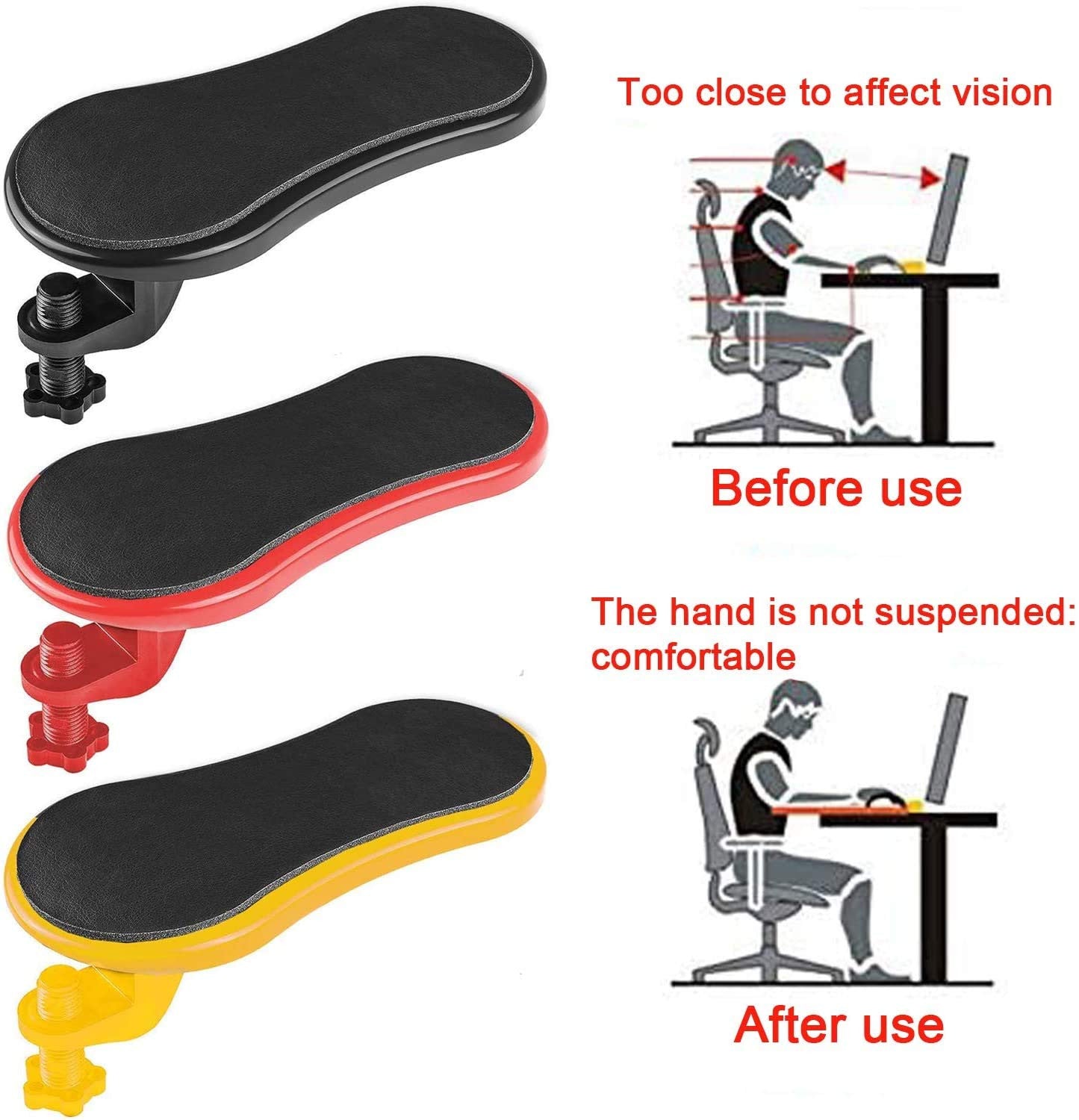 Adjustable Ergonomic Computer Arm Support with Memory Foam Pad