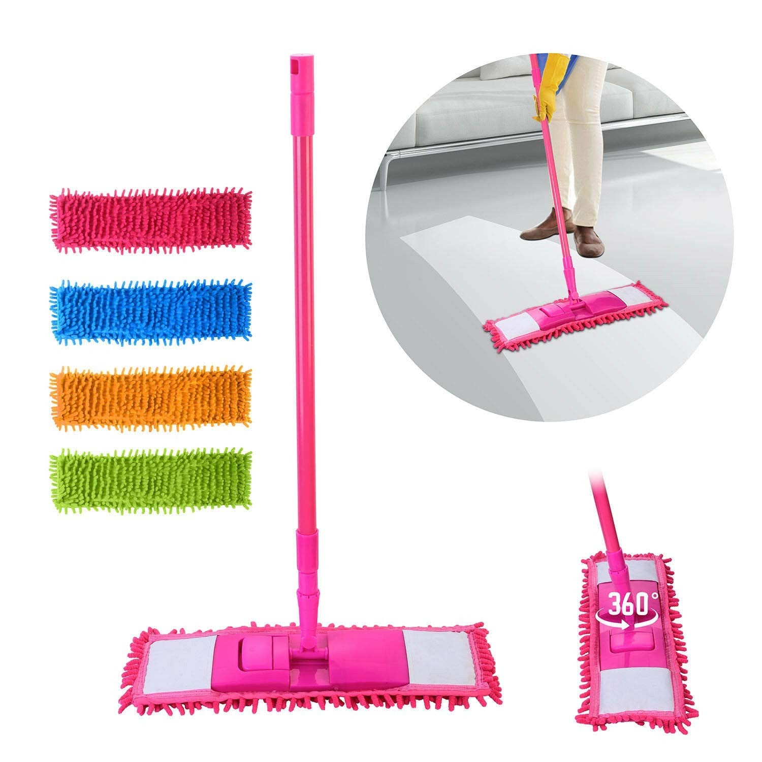 Microfiber Flat Mop with Steel Handle for Easy Floor Cleaning