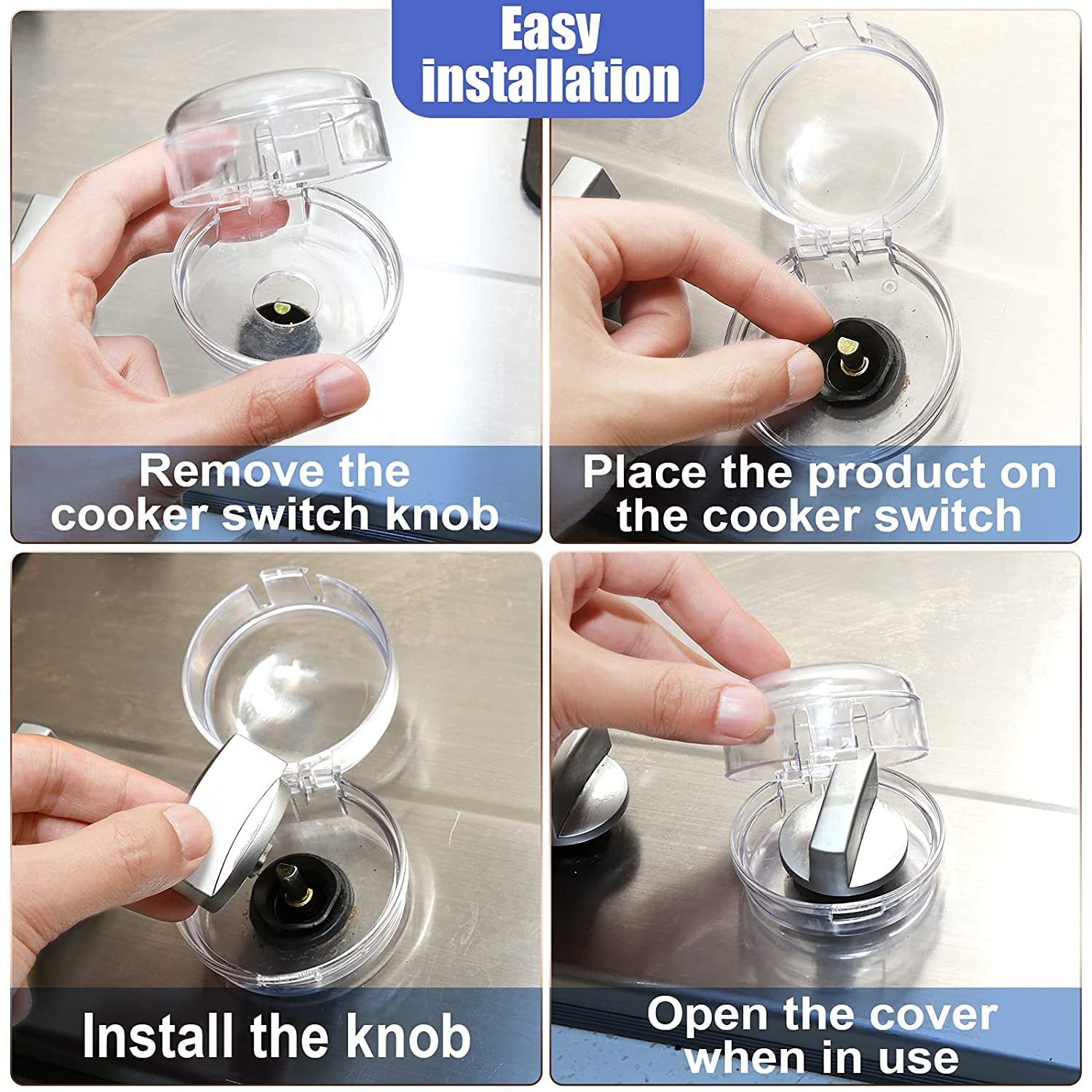Child Safety Gas Stove Knob Covers - Transparent Pack of 2