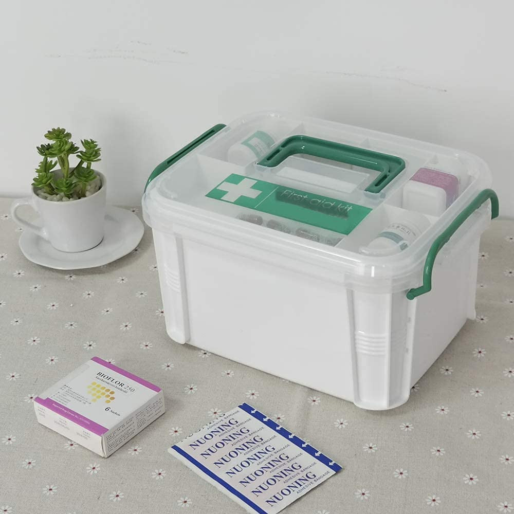 Portable Medical Kit Box with Locking Lid and Handle