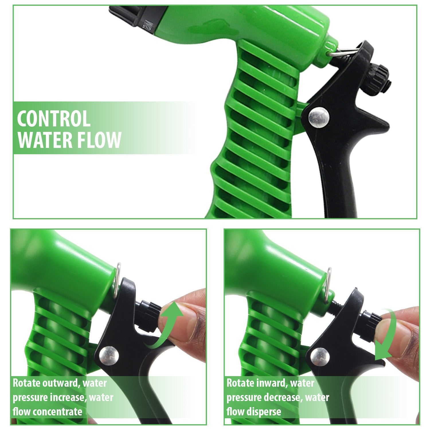 Adjustable Garden Hose Nozzle Water Spray Gun with Anti-Slip Grip