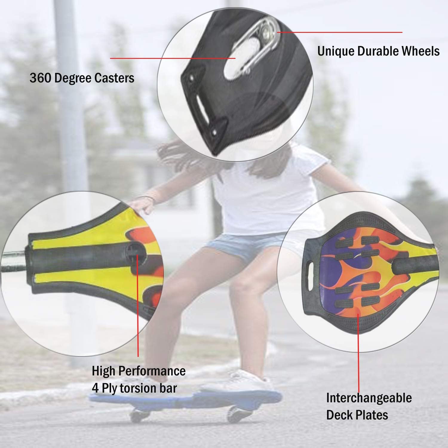 Bronx Waveboard Aluminium 360° Rotating Alloy Two-Wheel Skateboard
