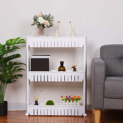 Slim 3-Layer Mobile Storage Rack for Kitchen, Bathroom & Bedroom