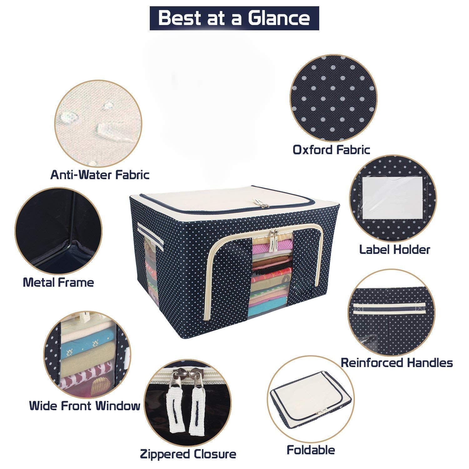 66L Oxford Fabric Storage Bag for Clothes and Household Items