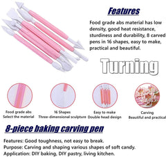 8-Piece Cake Decoration Set with 16 Shapes for Baking and Crafting