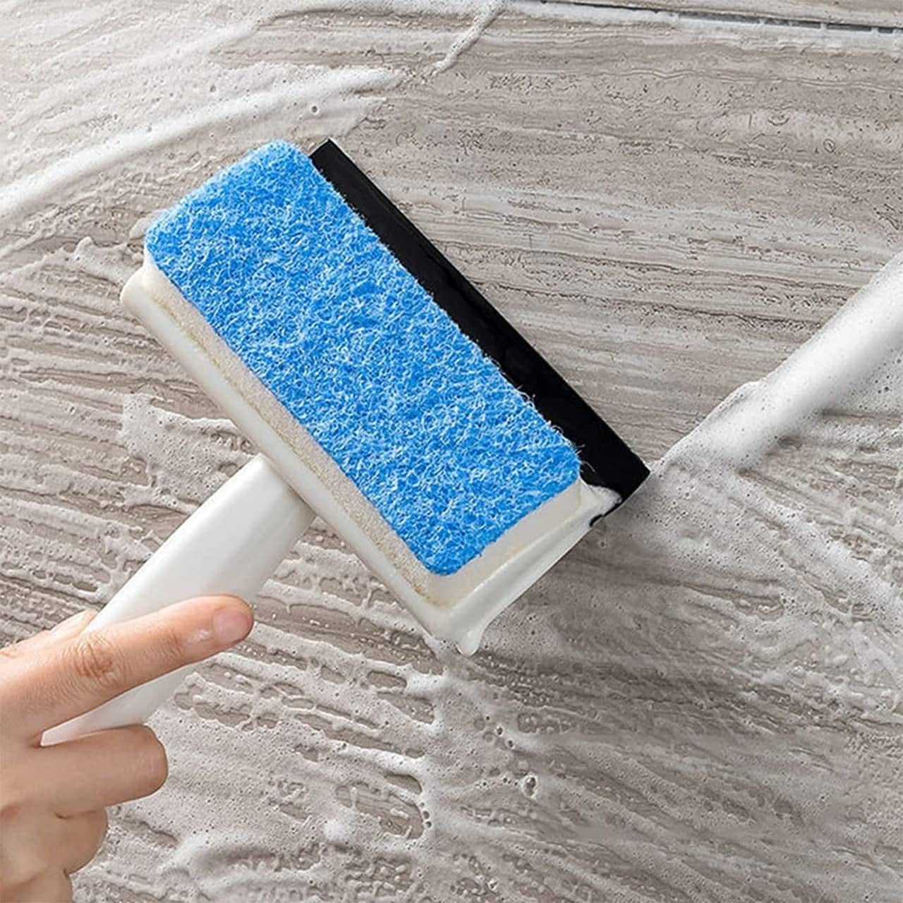 2-in-1 Glass Wiper & Cleaning Brush for Windows, Mirrors & Tiles