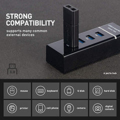 4-Port USB Hub with 1.2m Cable, USB 3.0, Bluetooth Support