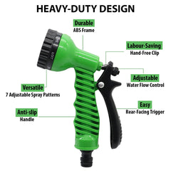 Adjustable Garden Hose Nozzle Water Spray Gun with Anti-Slip Grip