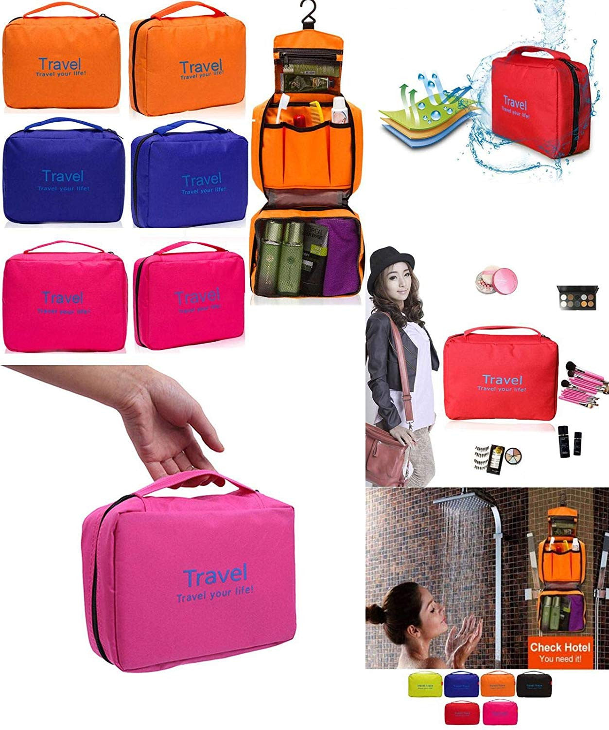 Travel Life Cosmetic & Wash Bag - Foldable Travel Pouch