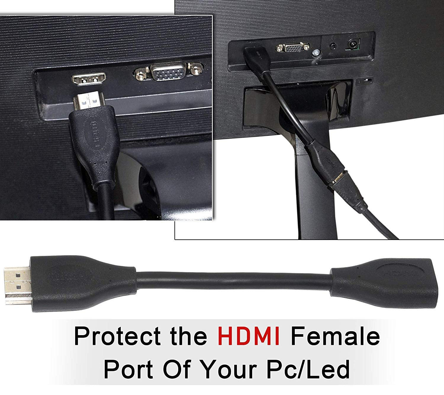 Storite 10cm Black HDMI Male to Female Extender Cable for HD Devices