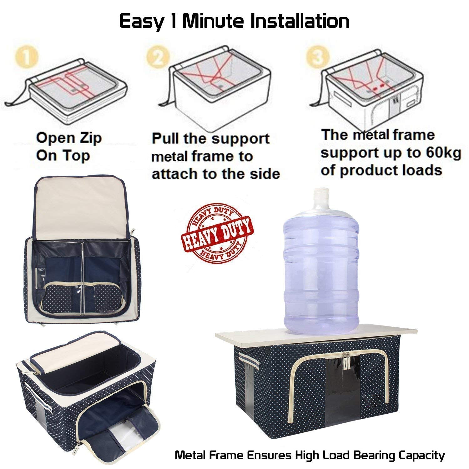 66L Oxford Fabric Storage Bag for Clothes and Household Items