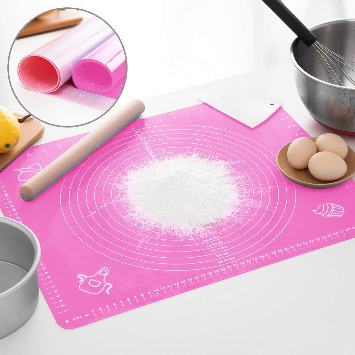 Non-Stick Silicone Roti & Pastry Mat 50x40cm for Baking & Rolling