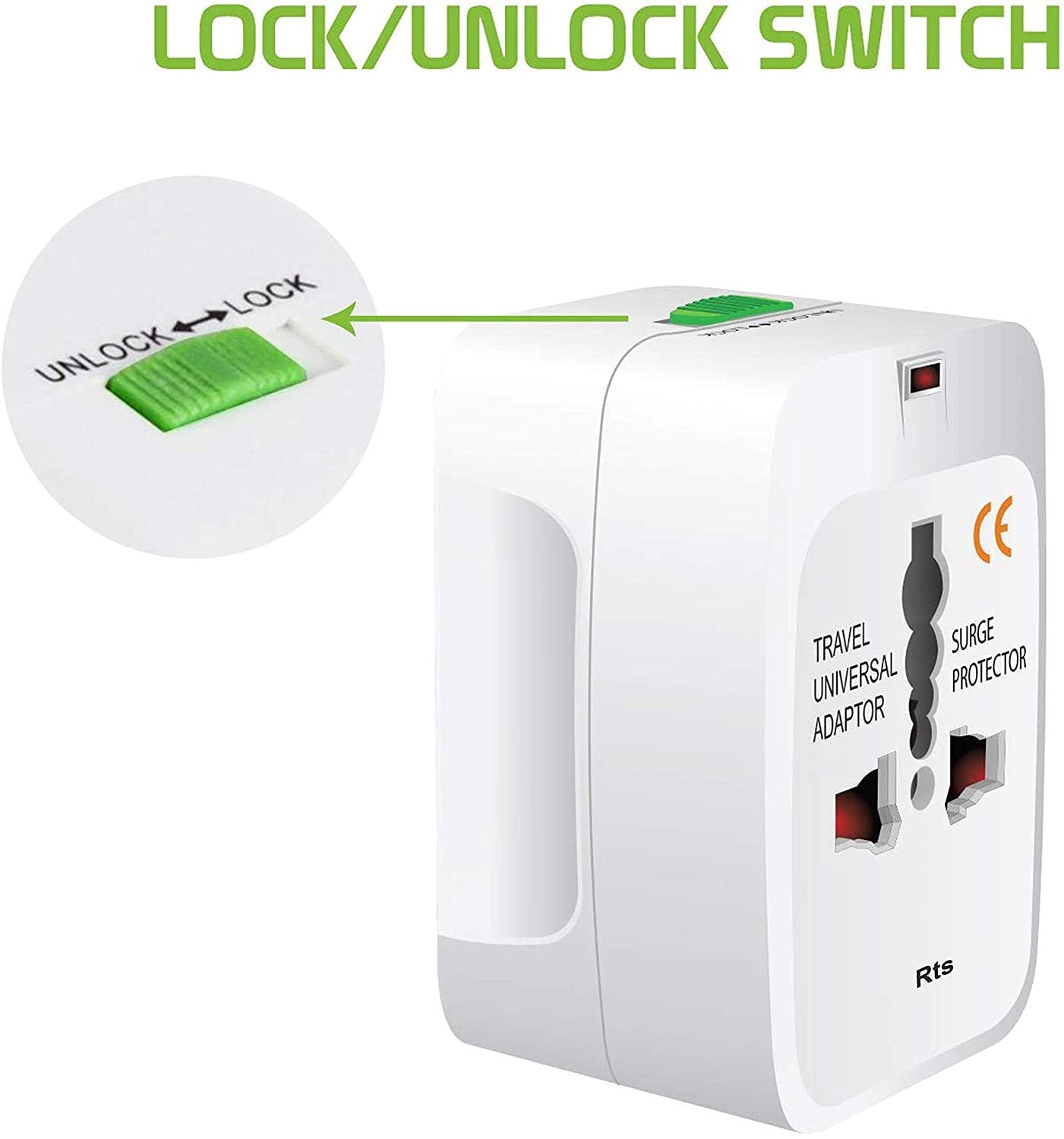 Universal Travel USB Adapter with Multi-Region Plug and Surge Protection