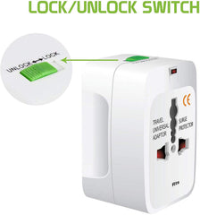 Universal Travel USB Adapter with Multi-Region Plug and Surge Protection