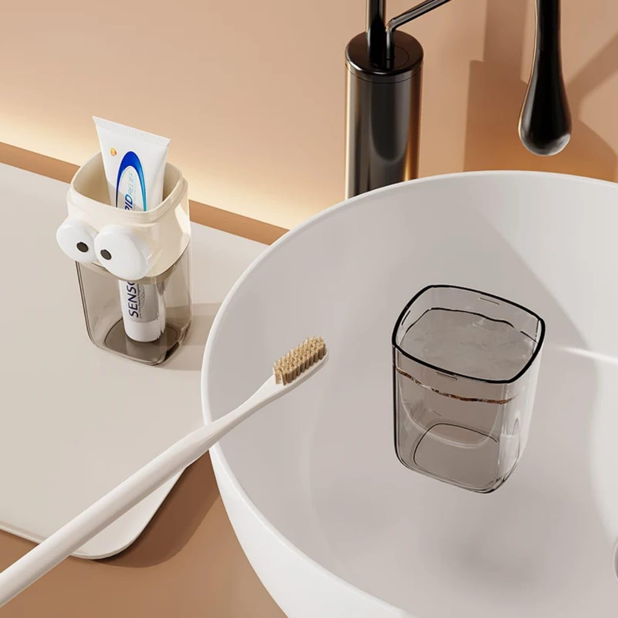 Cute Clear Travel Toothbrush Holder with Googly Eyes