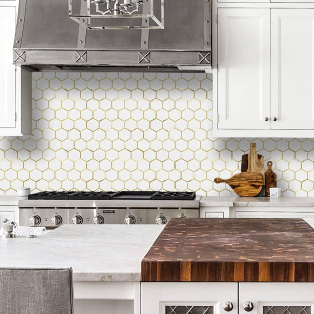 Hexagon Metal Tiles 3D Wall Paper - Self-Adhesive, Waterproof, Modern
