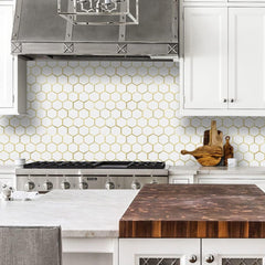 Hexagon Metal Tiles 3D Wall Paper - Self-Adhesive, Waterproof, Modern