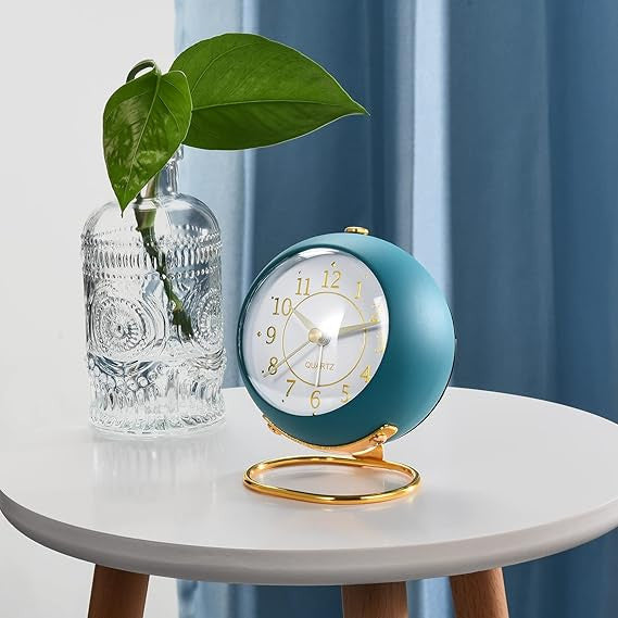 Blue Round Desk Clock - Classic & Elegant Design