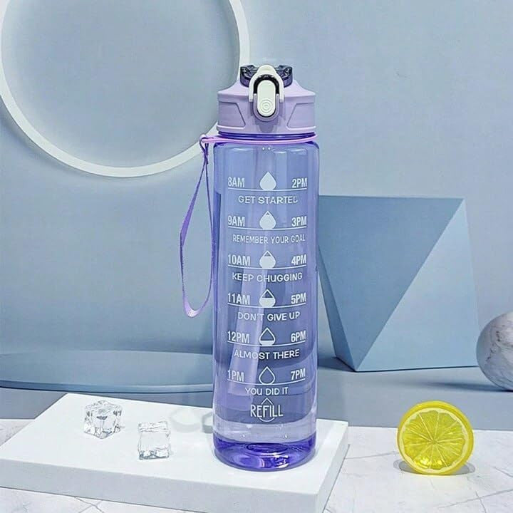 Transparent 900ml Motivational Sports Water Bottle