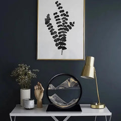 7-Inch Black Quick Sand Art Painting - 3D Moving Landscape Decor