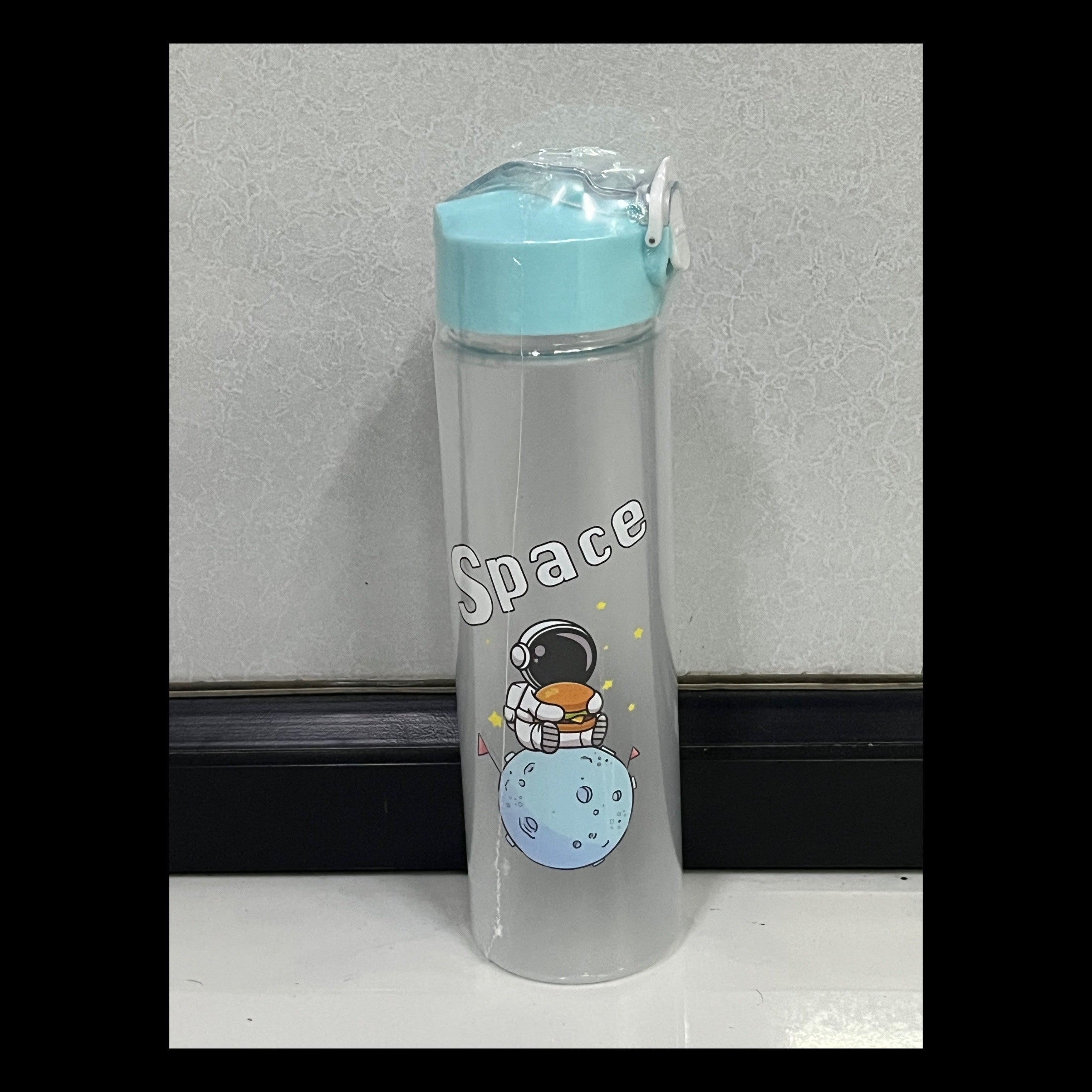 Cartoon Print Transparent Water Bottle with Time Labels for Hydration