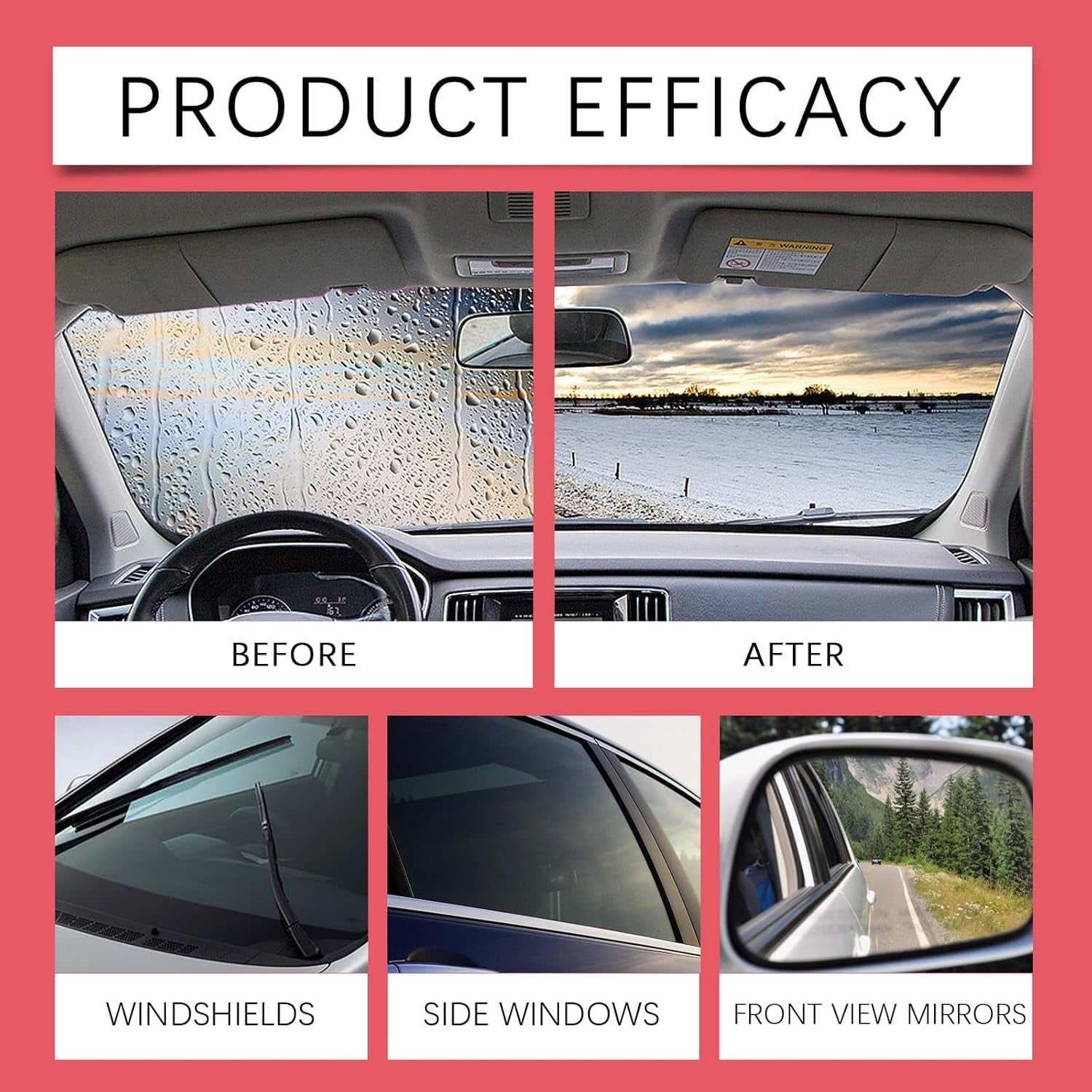 Car Glass Oil & Water Spot Remover Kit with Cleaning Brush