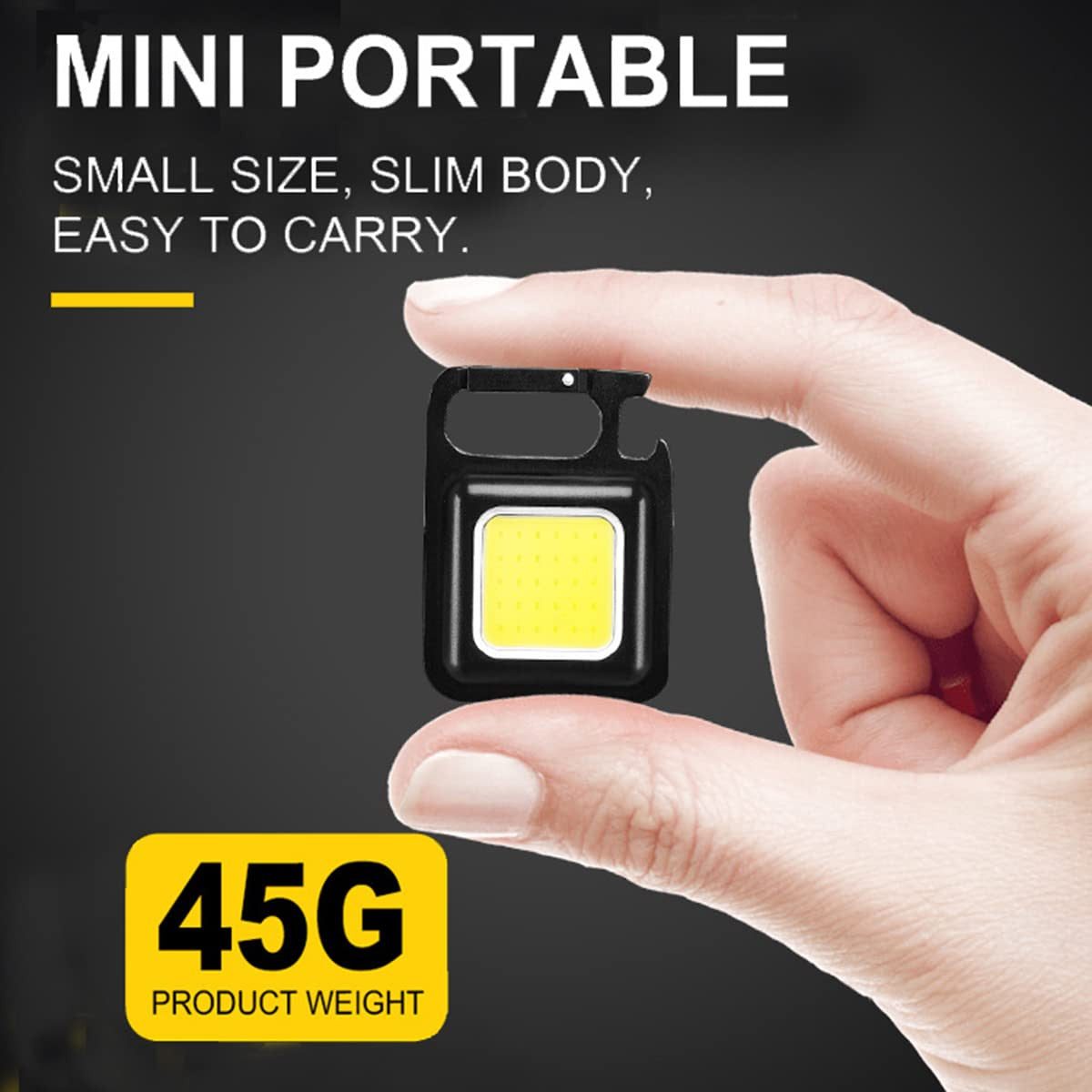 Rechargeable COB Keychain Light with Bottle Opener, Magnet & Folding Stand