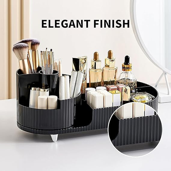 360° Rotating Makeup Organizer with Brush Holder