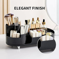 360° Rotating Makeup Organizer with Brush Holder