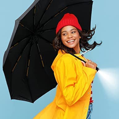 3-Fold Auto Open LED Travel Umbrella with Light, Large Size