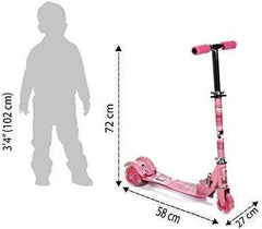 Kids Pink 3-Wheel Foldable Scooter with Brake, Bell & LED