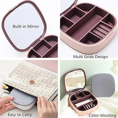 Portable Small Jewelry Box with Mirror for Travel and Storage