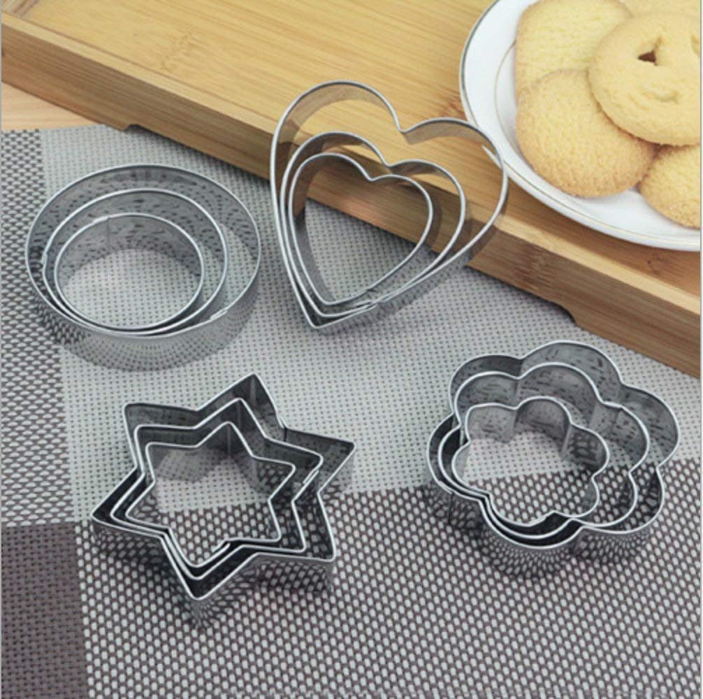 Cookie Cuteer 12-Piece Stainless Steel Cookie Cutter Set with 4 Shapes