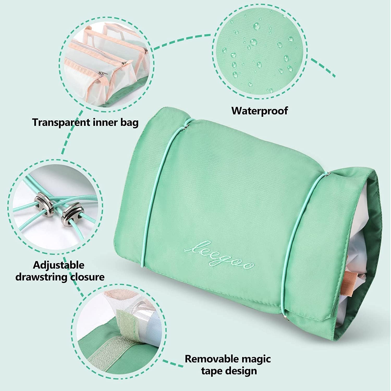 4-in-1 Foldable Travel Toiletry Bag with Detachable Cosmetic Organizer