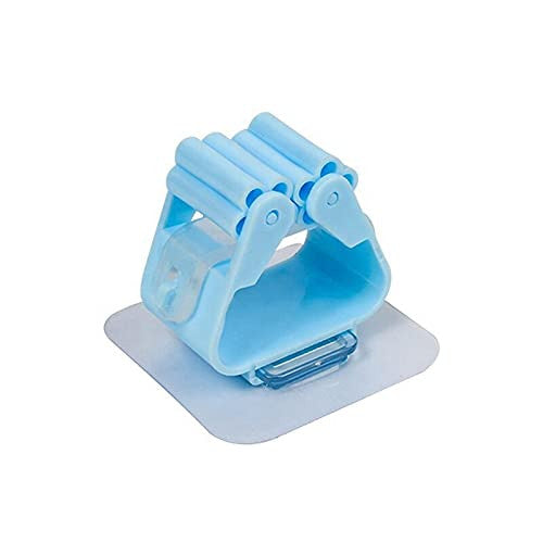 Wall-Mounted Plastic Broom and Mop Holder with Sticker - 1 Pc