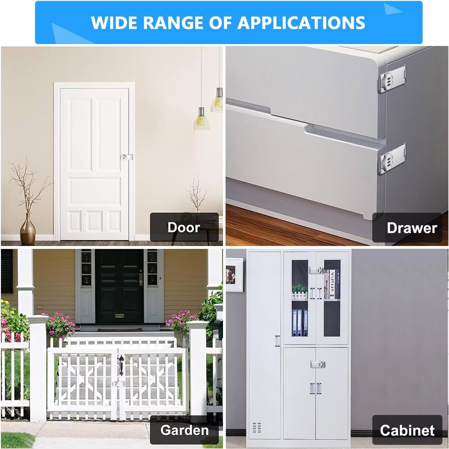 3-Digit Keyless Cabinet Lock with Password & Safety Buckle
