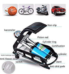 Dual Aluminum Cylinder Foot Pump with Pressure Gauge for Bikes Cars