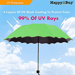 Magic Blossom 3-Fold UV Sun & Rain Umbrella with Water-Activated Pattern