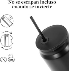 1500ml Insulated Stainless Steel Mug with Handle and Straw