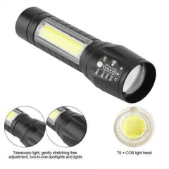 2-in-1 Mini Rechargeable LED Torch with Adjustable Focus for Outdoor & Emergency