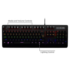 Black USB Mechanical Gaming Keyboard with LED Backlit, No Numlock