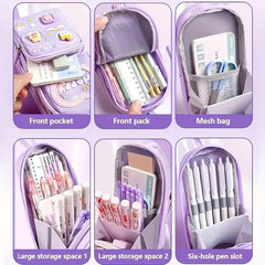 Cute Kawaii Pencil Case with Zipper, Stationery Organizer & Cartoon Design
