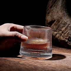 Set of 6 Rotatable Crystal Whiskey Glasses with Patterned Design
